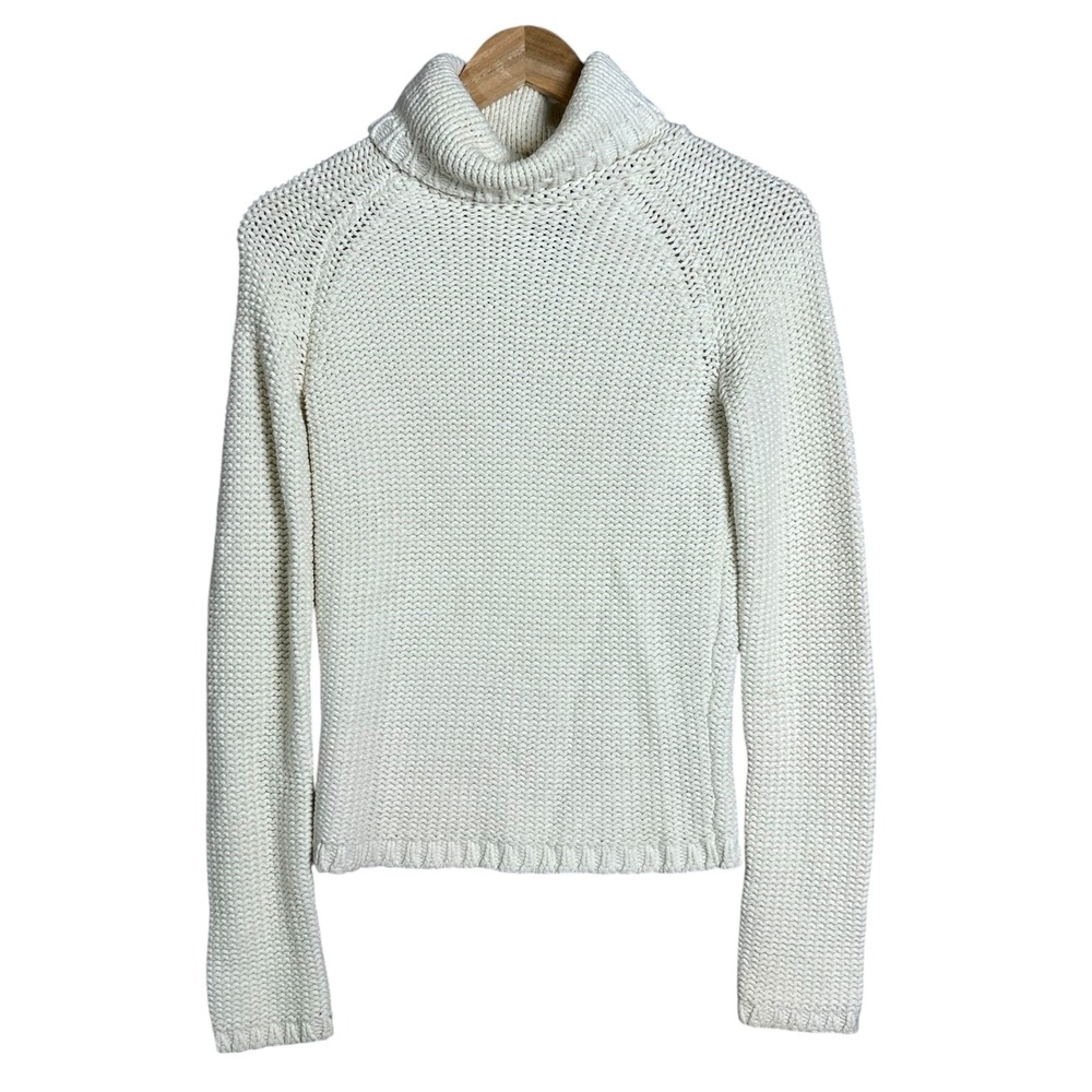 Abercrombie Fitch vintage Cream Turtleneck mock Sweater cable après fisherman